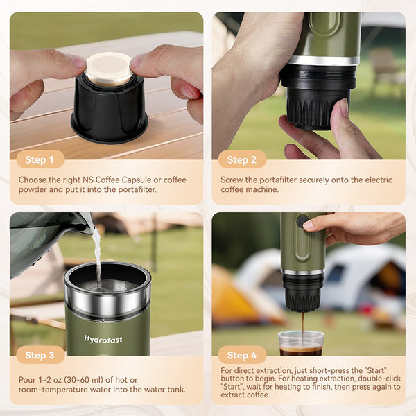 Hydrofast PO-100 Portable Espresso Maker Travel Coffee Machine