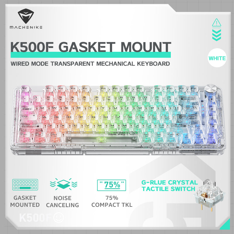 WhatGeek x Machenike K500F-B81 Teclado mecánico transparente RGB