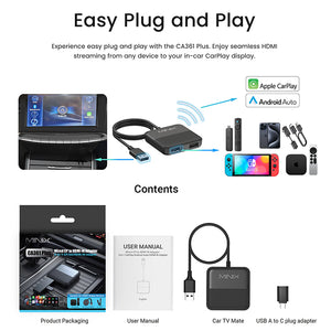 MINIX CA361 Plus Wireless CarPlay & Android Auto Adapter with HDMI