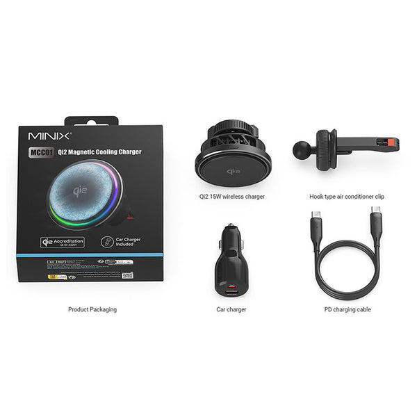 MINIX MCC01 Qi2 Magnetic Cooling Wireless Car Charger