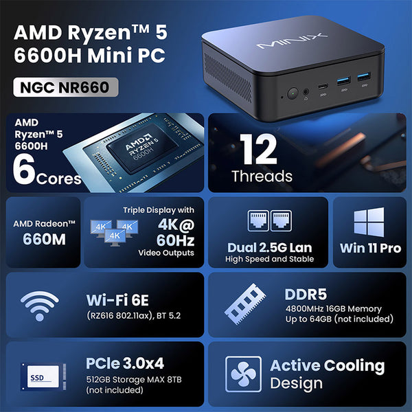 MINIX NR660 Mini PC Ryzen 5 6600H