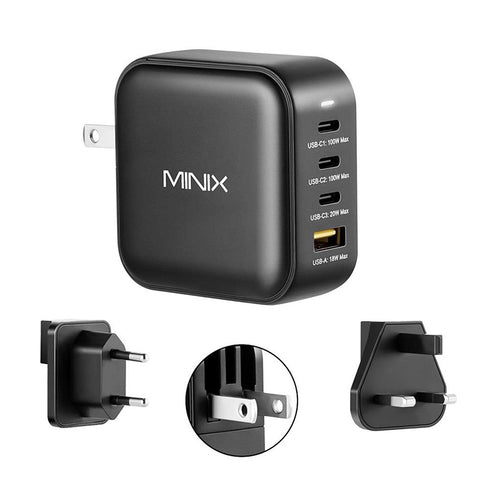 MINIX P3 GaN 4-Port Wall Charger 100W USB-C Fast Charging Adapter