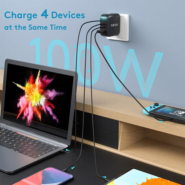 MINIX P3 GaN 4-Port Wall Charger 100W USB-C Fast Charging Adapter
