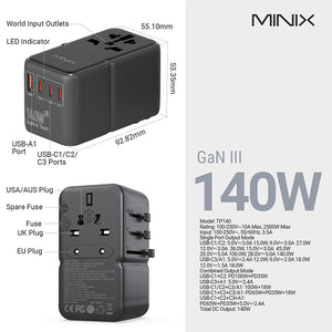 MINIX TP140 140W Universal Travel Adapter