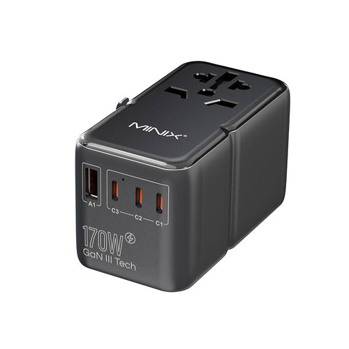 MINIX TP170 Universal Travel Adapter with Fast Charging and Multi-Plug Support