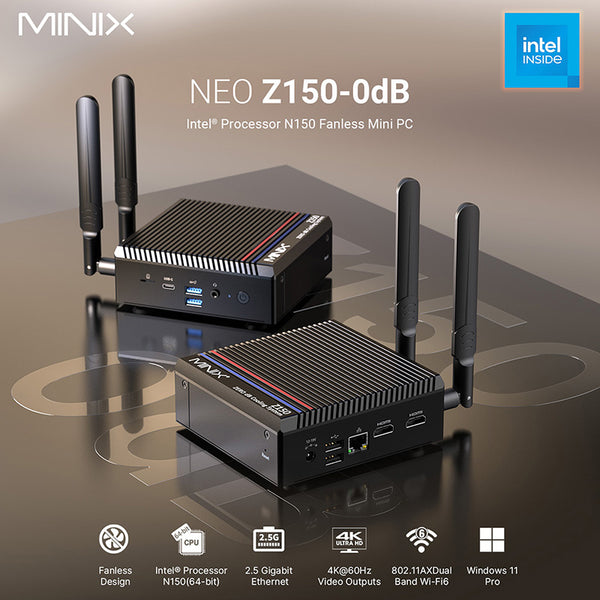 MINIX Z150-0dB Fanless Mini PC Intel N150