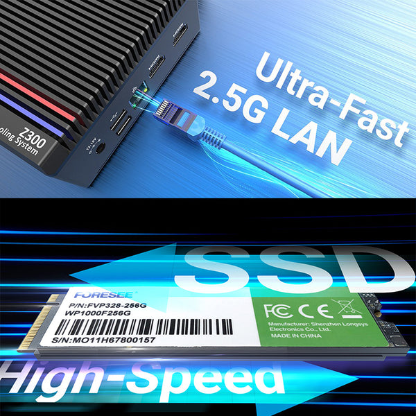 MINIX Z300-0dB Fanless Mini PC Intel Alder Lake-N N300