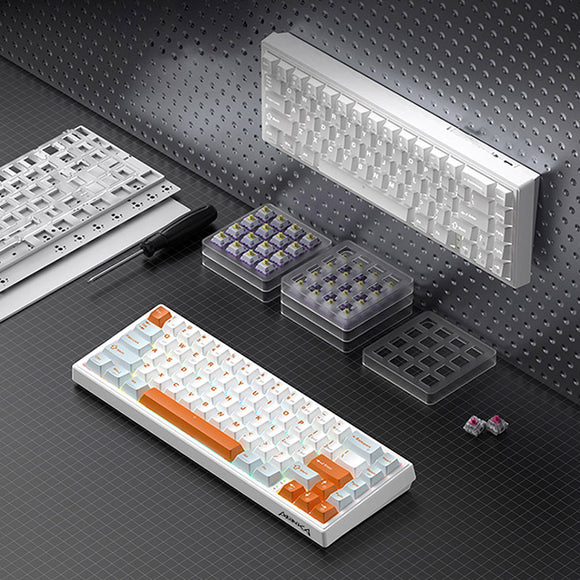 MONKA 3067 Kabelgebundene mechanische Tastatur mit weißem Licht