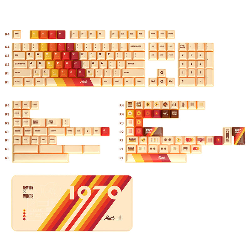 NEWTOY_1970_Music_Vintage_Cherry_Profile_PBT_Keycap_Set_172_Keys_1