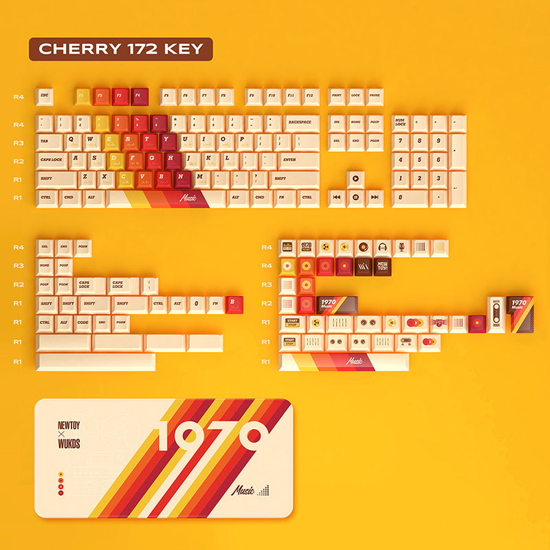 NEWTOY_1970_Music_Vintage_Cherry_Profile_PBT_Keycap_Set_172_Keys_2