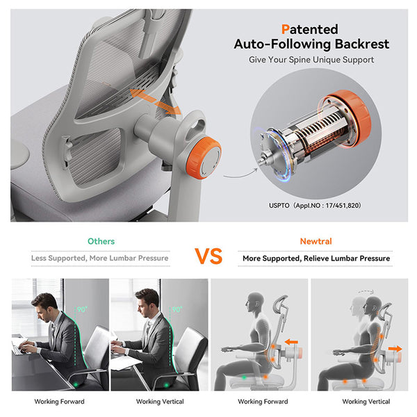 NEWTRAL MAGICH003 Ergonomic Office Chair with Adaptive Lower Back Support