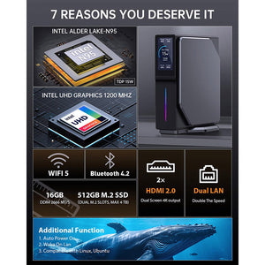 OUVIS S1 Mini PC with LCD Screen RGB EU Version