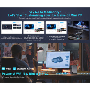 OUVIS S1 Mini PC with LCD Screen RGB EU Version