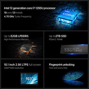 One Netbook 5 2-in-1 Ultrabook Laptop Intel i7 1250U CPU 32GB LPDDR5