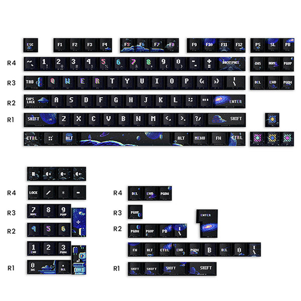 PIIFOX KCK-01 공간 OEM 프로필 키캡 세트 130 키