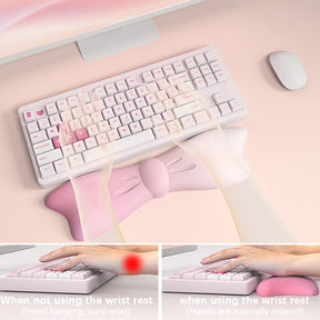 PIWIJOY Bow Encounter Keyboard Wrist Rest White Pink