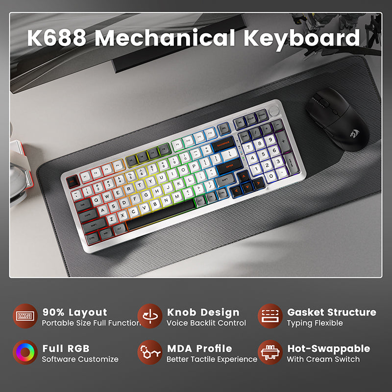 Redragon K688 Mechanical Creamy Keyboard - Thumbnail 5