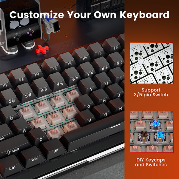 Redragon K708 Series Tri-Mode Mechanical Keyboard with Screen
