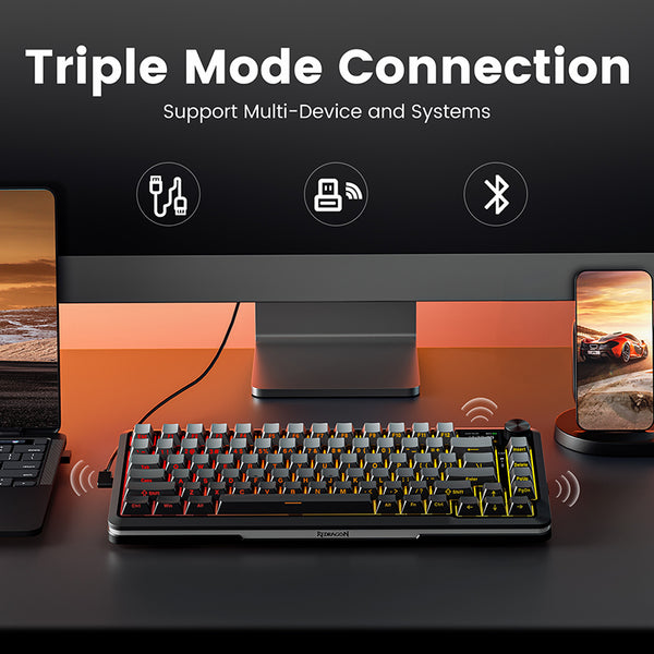 Redragon K708 Series Tri-Mode Mechanical Keyboard with Screen