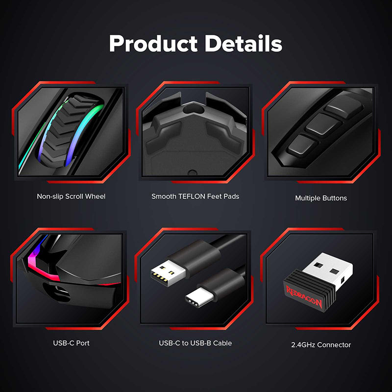 Redragon M910-KS RANGER LITE RGB Dual Modes Gaming Mouse - WhatGeek