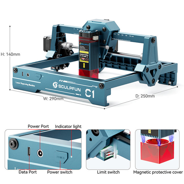 SCULPFUN C1 3W Mini Laser Engraver Portable Beginner-Friendly