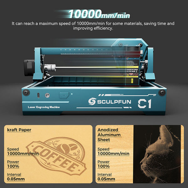 SCULPFUN C1 3W Mini Laser Engraver Portable Beginner-Friendly