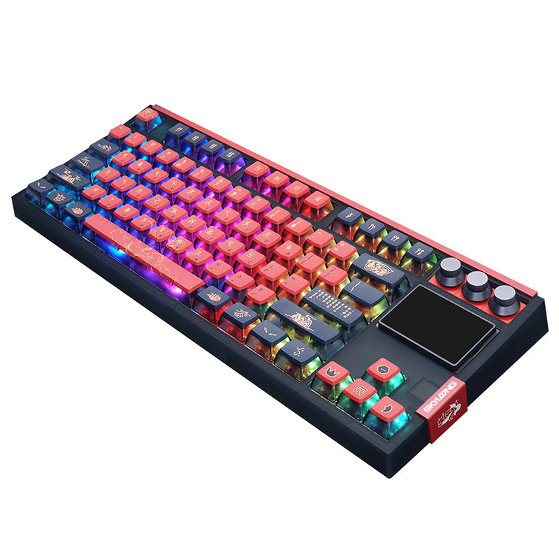 SKYLOONG_GK87_Pro_Spartan_Wireless_Mechanical_Keyboard_with_TFT_Screen_Red_Black