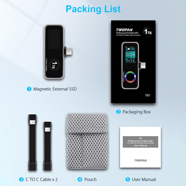 TWOPAN T01 Magnetic Portable Professional SSD for External Storage