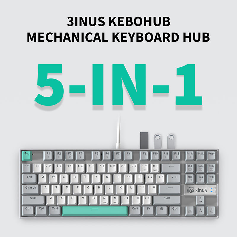 WhatGeek x 3inuS KEBOHUB EE01 Mechanische Tastatur mit 5-in-1-Hub