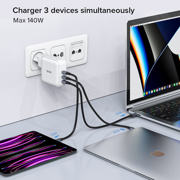 ZIKE Z1214 140W USB-C Power Adapter Triple Fast Charging