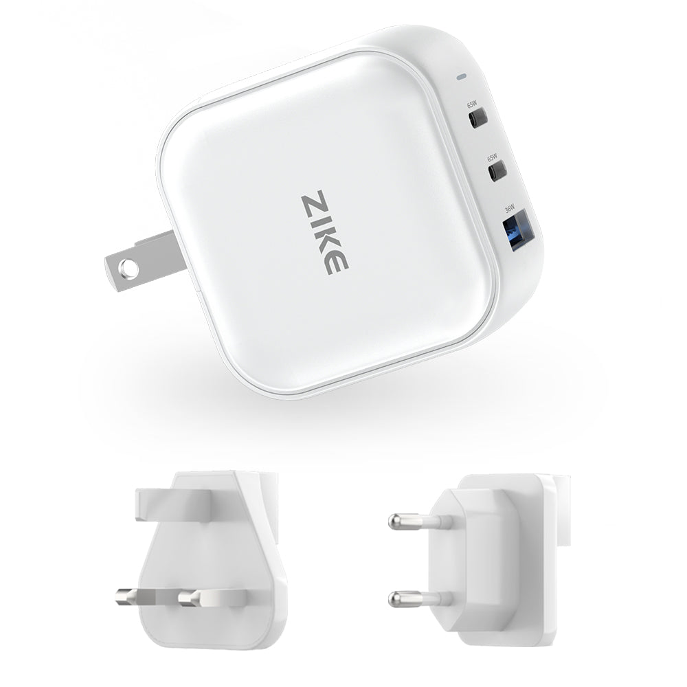 ZIKE Z265B 66W USB-C Fast Wall Charger GaN 3-Port
