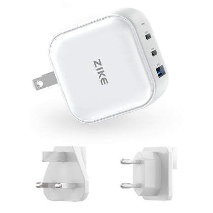 ZIKE Z265B 66W USB-C Fast Wall Charger GaN 3-Port