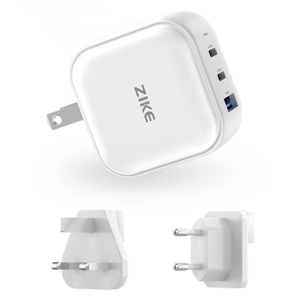 ZIKE Z265B 66W USB-C Fast Wall Charger GaN 3-Port