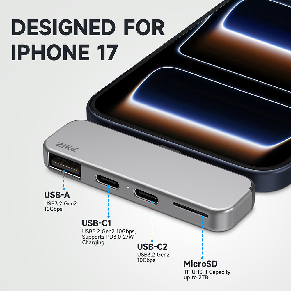 ZIKE Z806 USB-C Extender for iPhone 16/15 Media Hub - WhatGeek