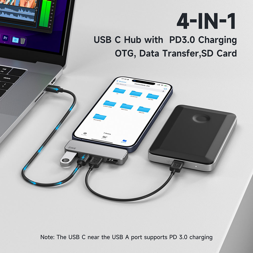 ZIKE Z806 USB-C Extender for iPhone 16/15 Media Hub - WhatGeek