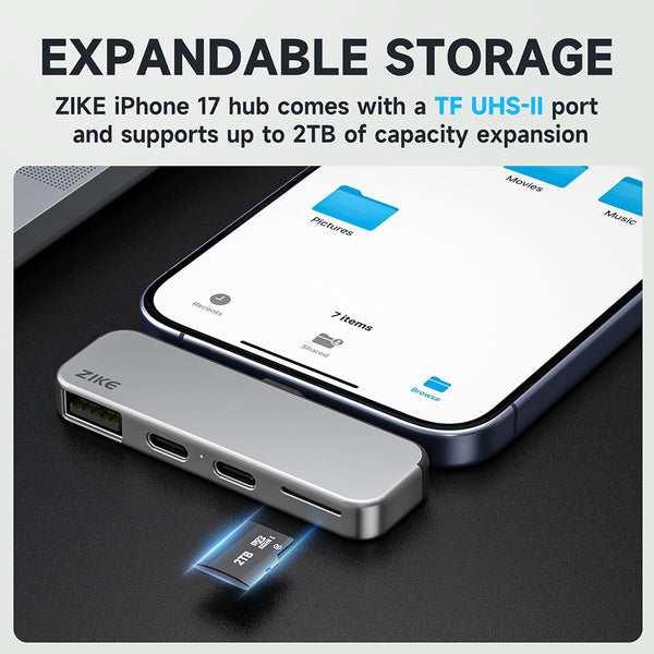 ZIKE Z806 USB-C Extender for iPhone 16/15 Media Hub