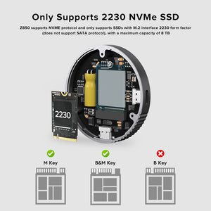 ZIKE Z850 Magnetic M.2 2230 NVMe SSD Enclosure