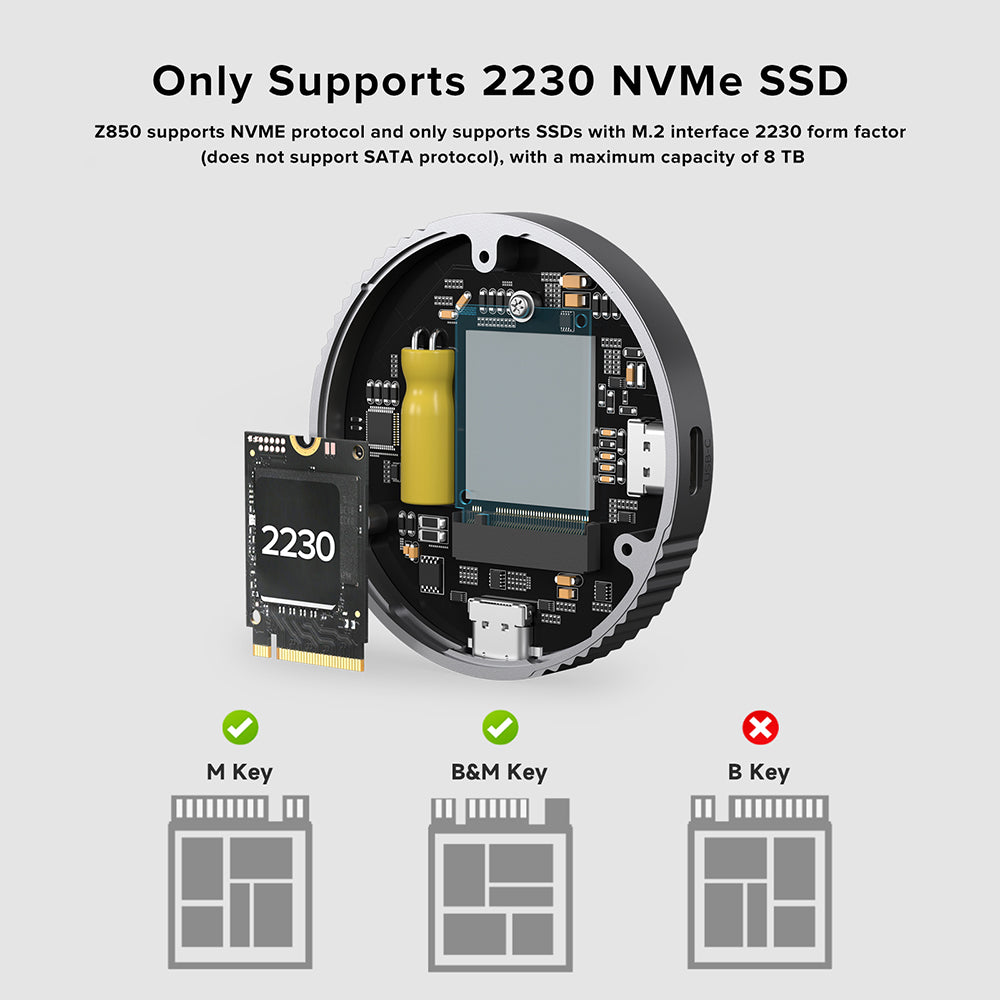 ZIKE Z850 Magnetic M.2 2230 NVMe SSD Enclosure - WhatGeek