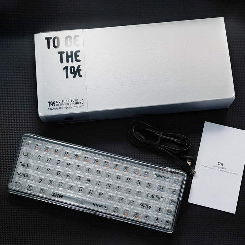 Lofree 1% Dual Mode Transparent Keyboard package include