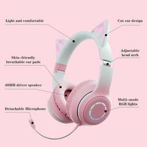 ACGAM BT029C LED Bluetooth Wireless Cat Ear Headset