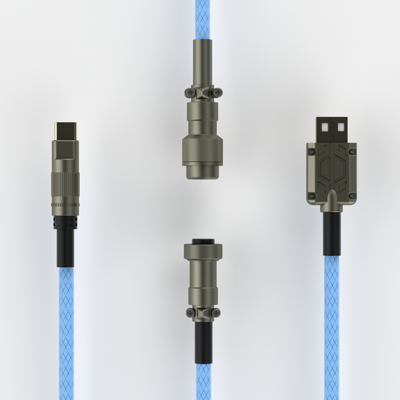 Cable tipo aviador en espiral ACGAM CP01 azul USB-C