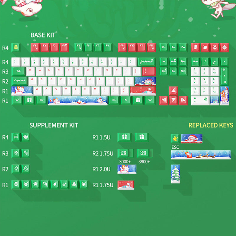 ACGAM Christmas Snowman PBT Cherry Profile Keycap Set 132 Teclas