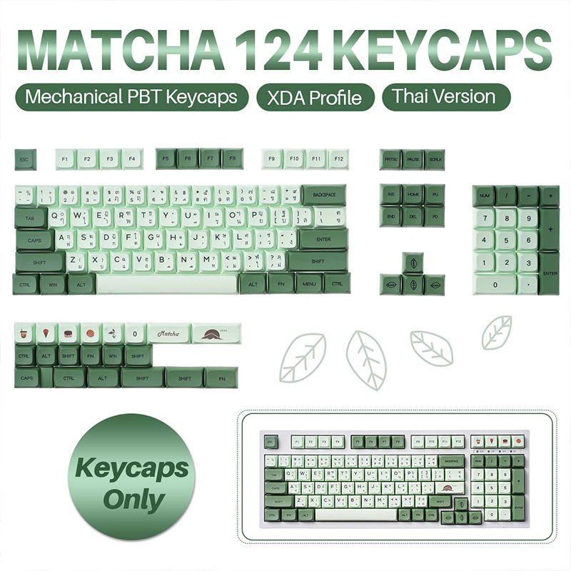 ACGAM 말차 태국어 XDA 프로필 PBT 키캡 세트 124키