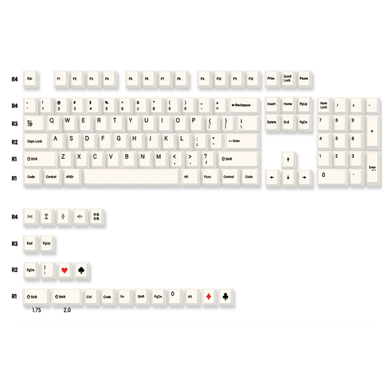 ACGAM Minimalist White Dye-Subbed PBT MDA Profile Keycap Set 126 Touches