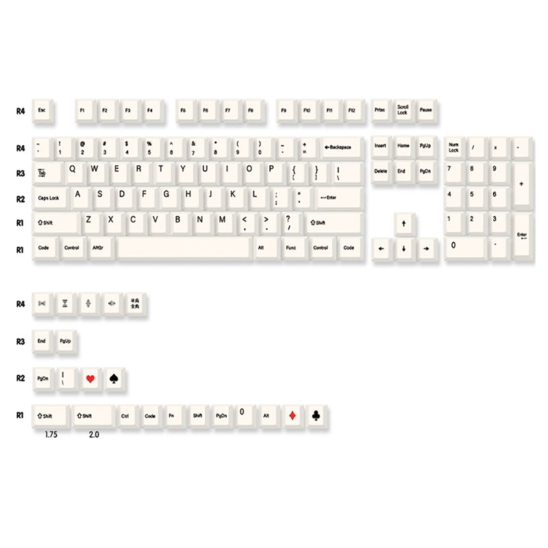 ACGAM Minimalist White Dye-Subbed PBT MDA Profile Keycap Set 126 Tasti