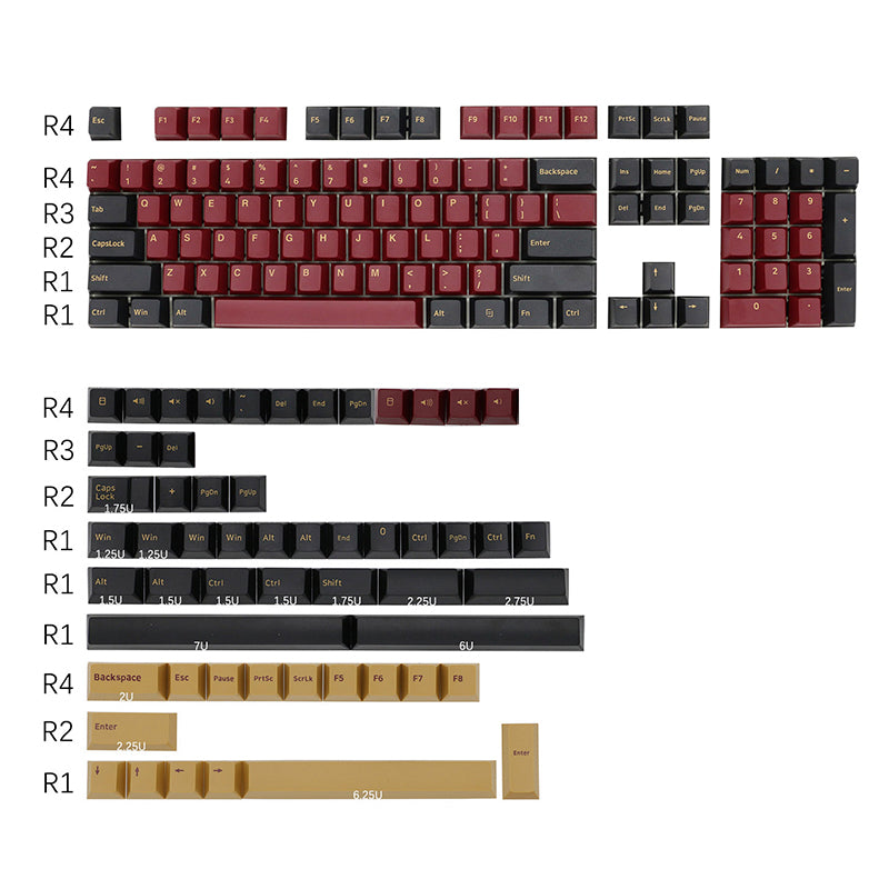 ACGAM Red Samurai Tema PBT Cherry Profile Keycap Set 159 Teclas