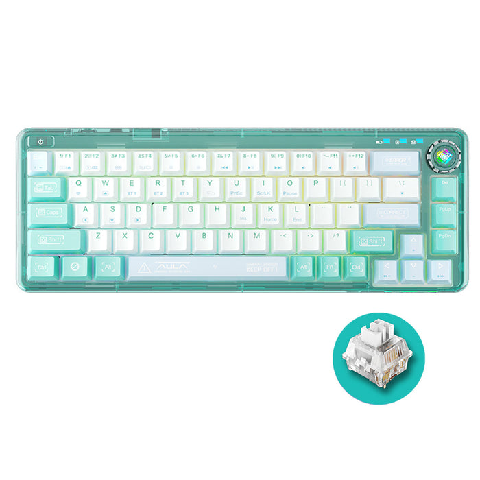 AULA F68 Transparent Gasket RGB Mechanical Keyboard - WhatGeek