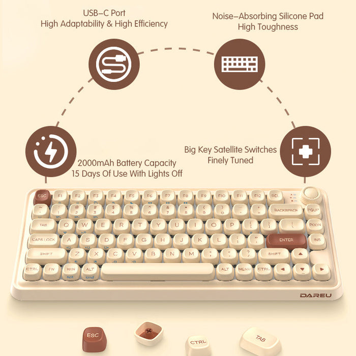 DAREU Z82 Sugar Cube Triple Mode Mechanical Keyboard - WhatGeek