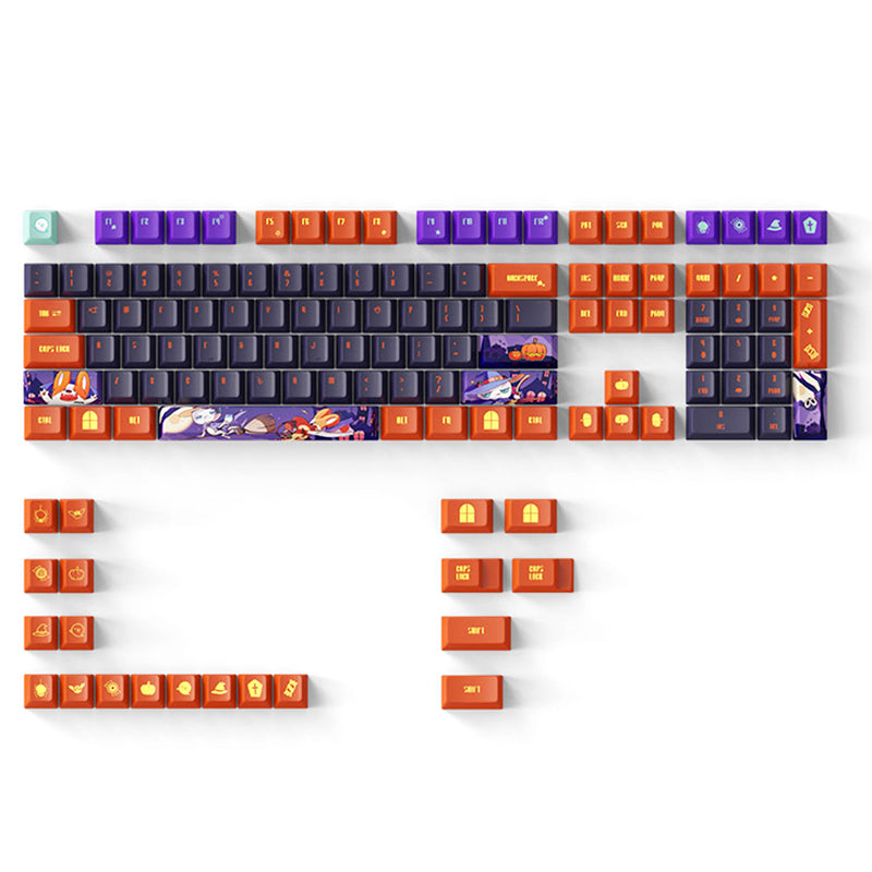 Juego de teclas PBT con perfil de cereza Happy Halloween 128 teclas