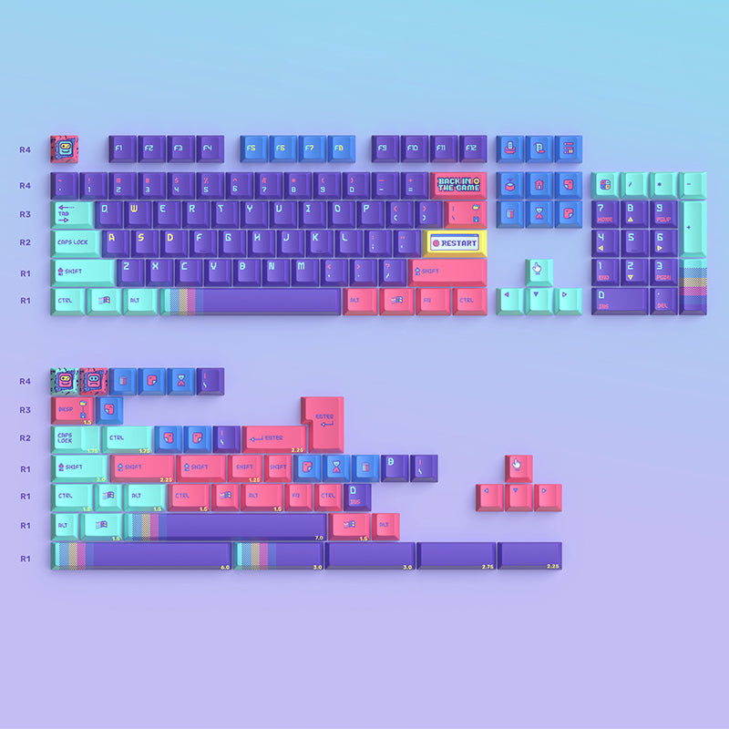 Keytok Retour dans le jeu ANSI/ISO Cherry Profile Keycap Set 152 touches